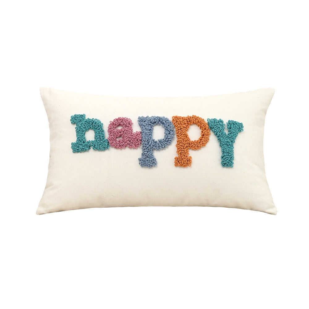 Cute Happy Embroidery Heart Sofa Pillow