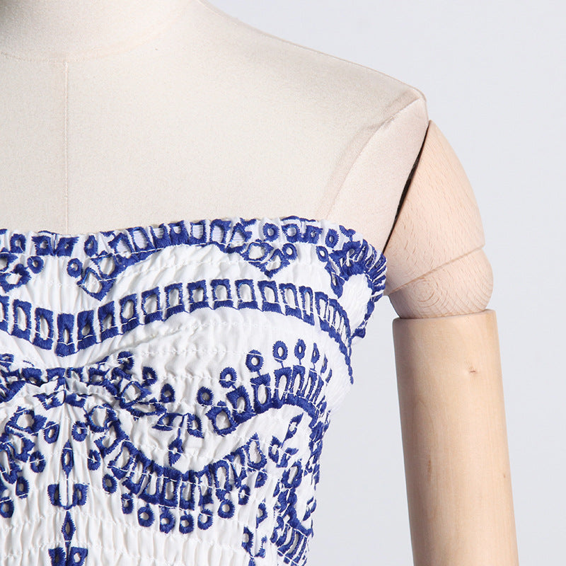 Designed Women's Holiday Style Bodycon Bandeau Beach Dress