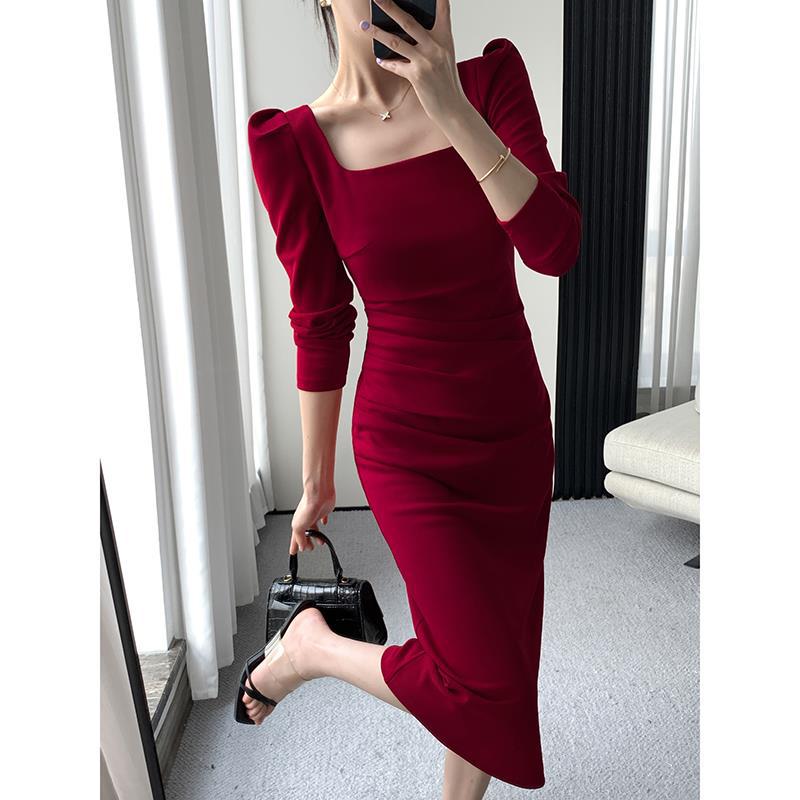 Sexy Square Neckline Long Sleeves Party Dresses-Dresses-Free Shipping at meselling99