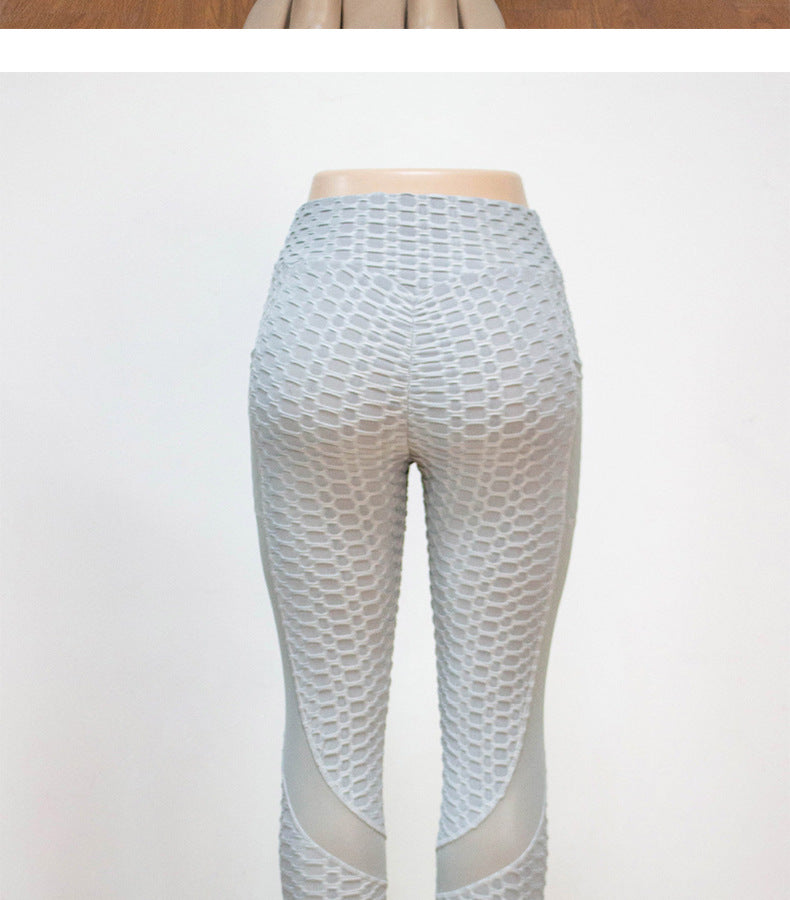 High-Waisted Mesh Panel Yoga Pants with Pockets
