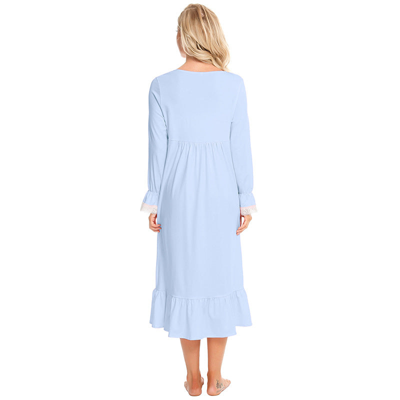 Casual Plus Sizes Long Sleeves Nightgown