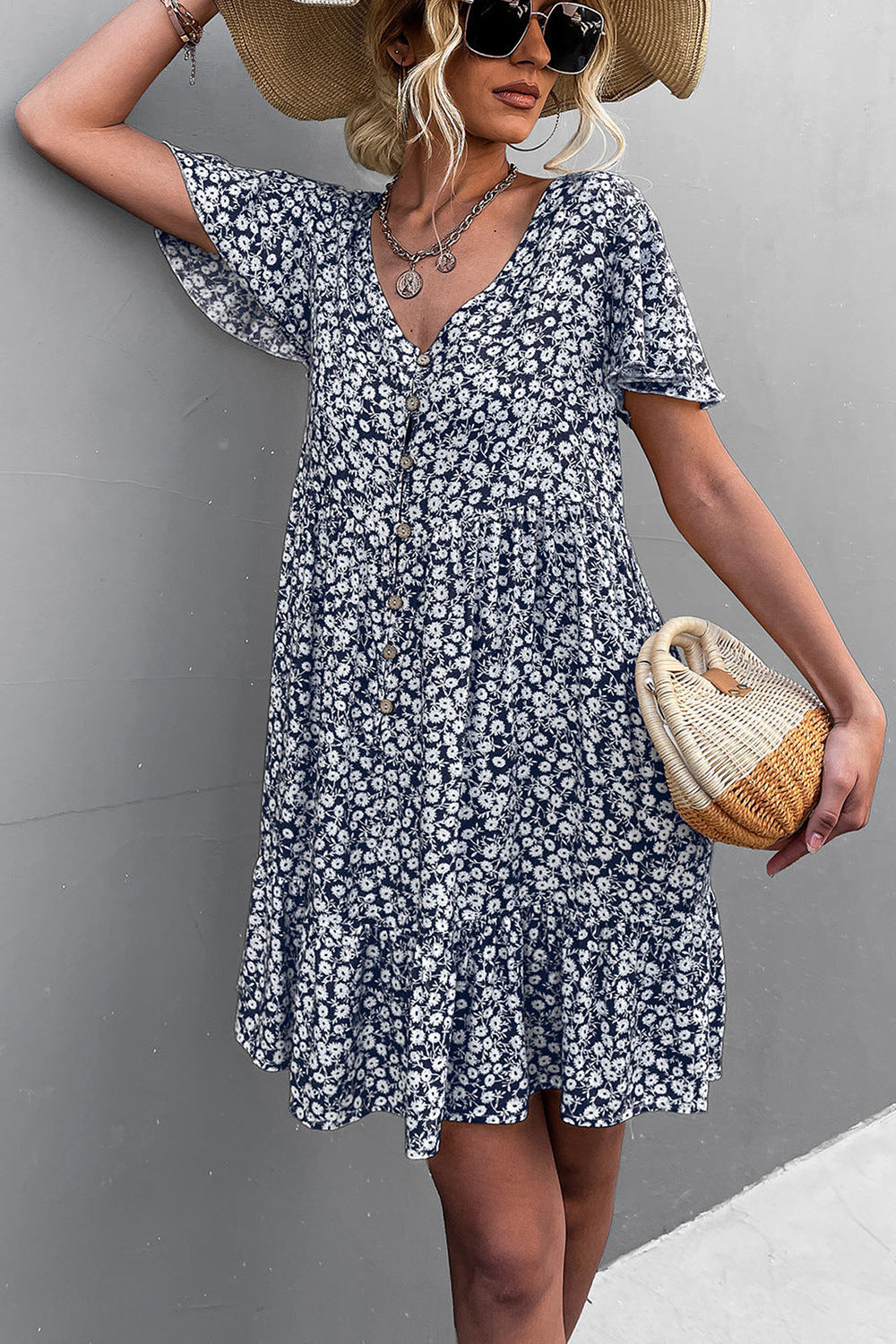 Leisure Floral Print Summer Short Dresses