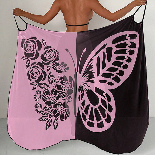 Summer Butterfly Print Beach Cover Ups