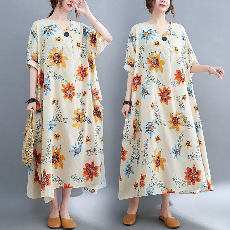 Women Short Sleeves Plus Sizes Long Dresses-Dresses-The same as picture-One Size-Free Shipping at meselling99