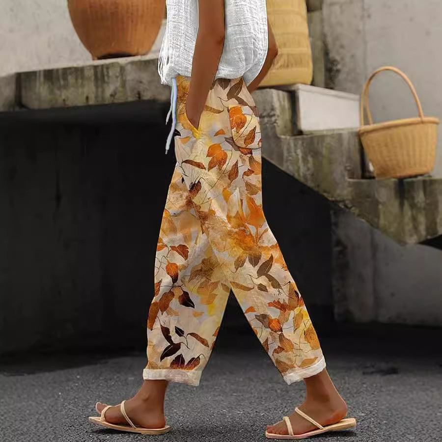 3D Large Print Minimalist Rolled Hem Casual Pants