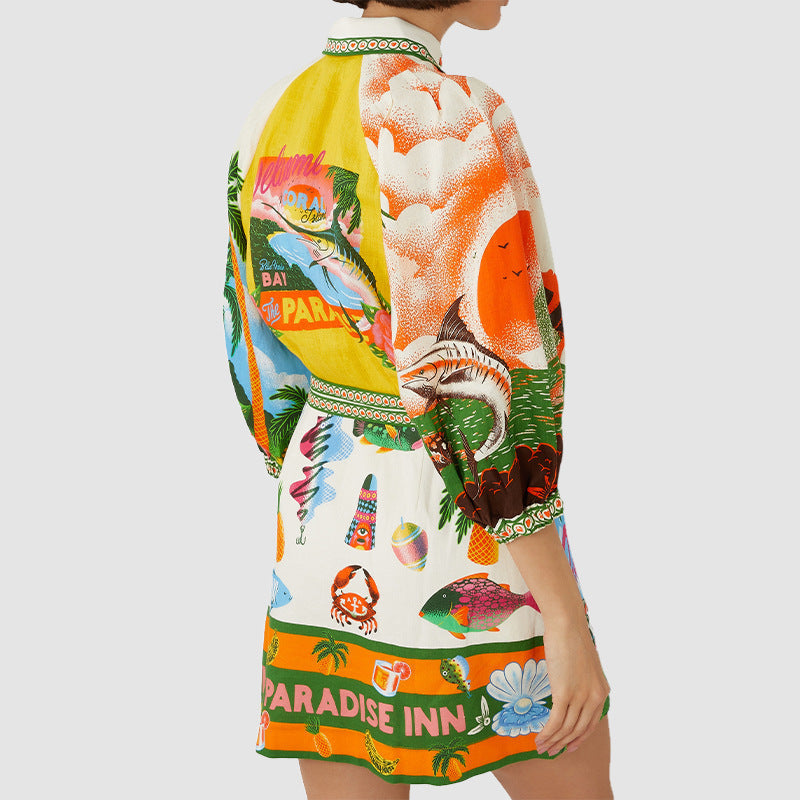 Fashion Floral Print Short Dresses