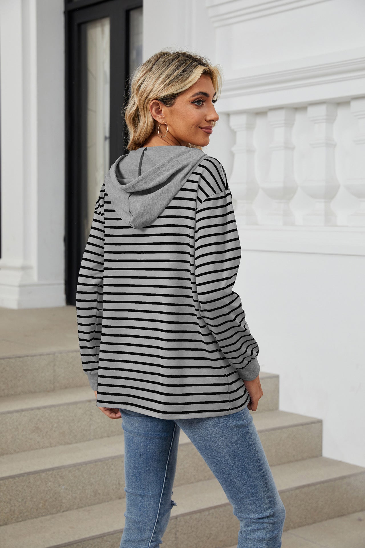 Casual Striped Long Sleeves Hoodies