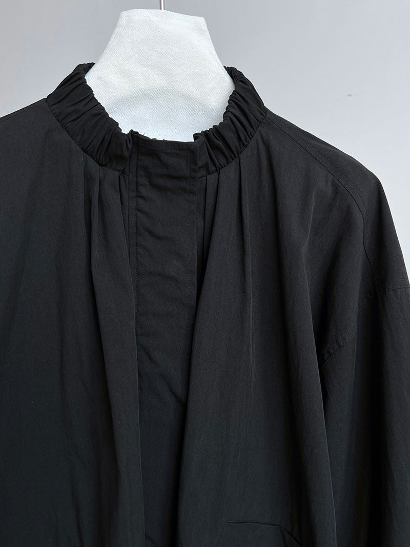 Women's Stand Collar Zip-Up Cotton Jacket-Black-M-Free Shipping Leatheretro