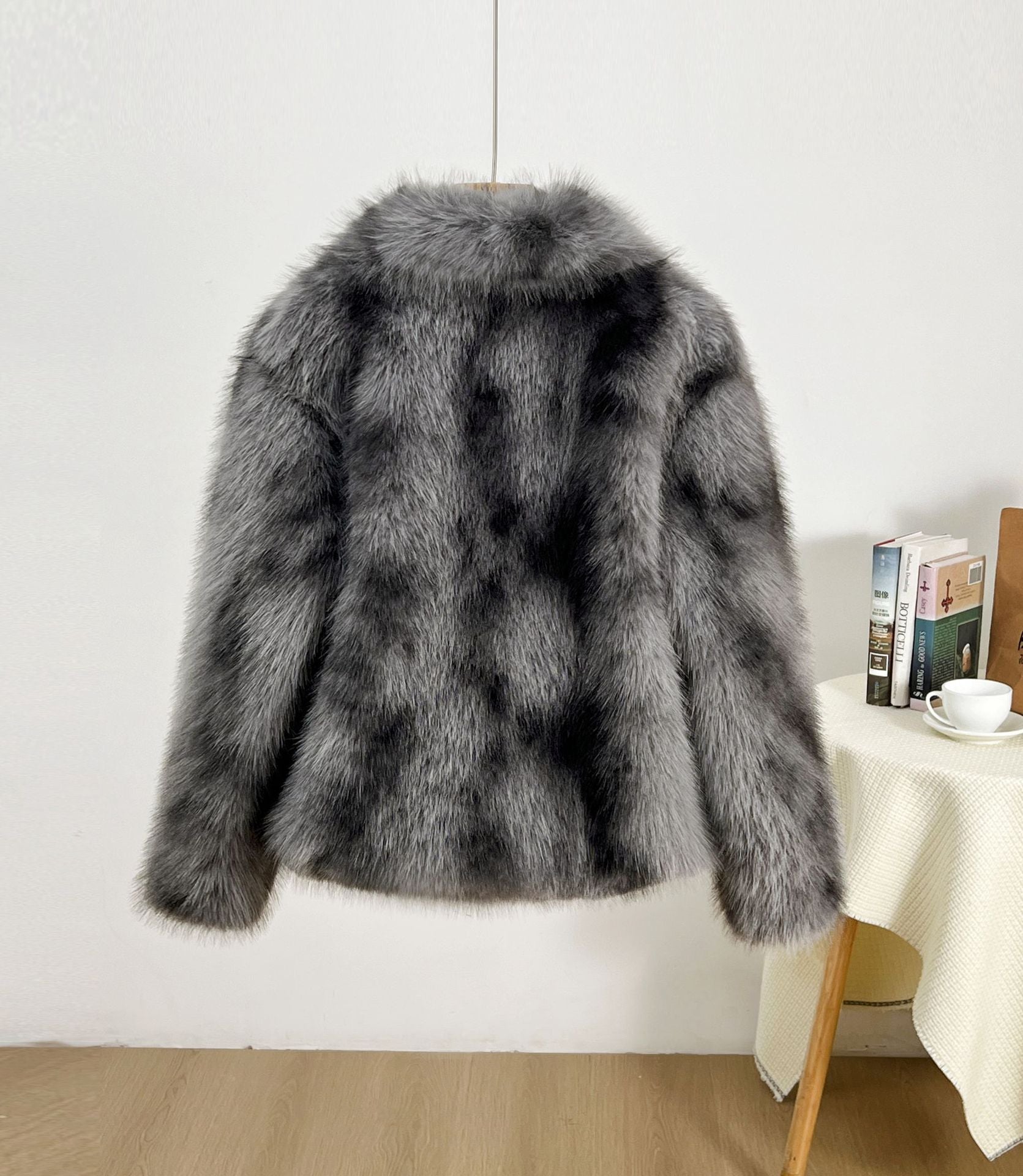 Faux Fur Oversized Shawl Collar Coat