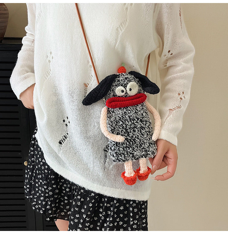 Funny Face Woven Crossbody Bag
