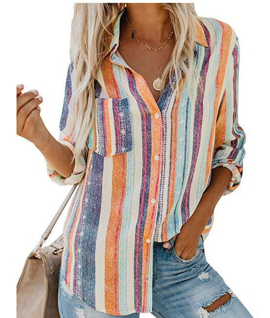 Women's Summer Casual Striped Shirt – Versatile & Stylish