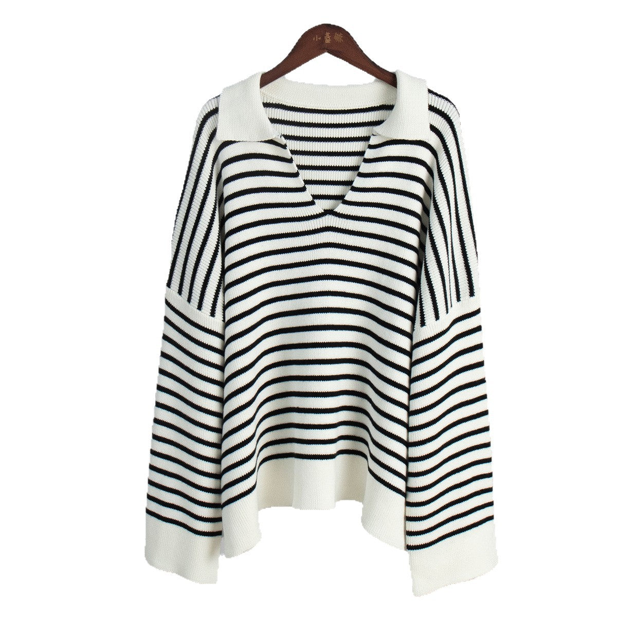 Women's Loose-Fit Black Striped Sweater