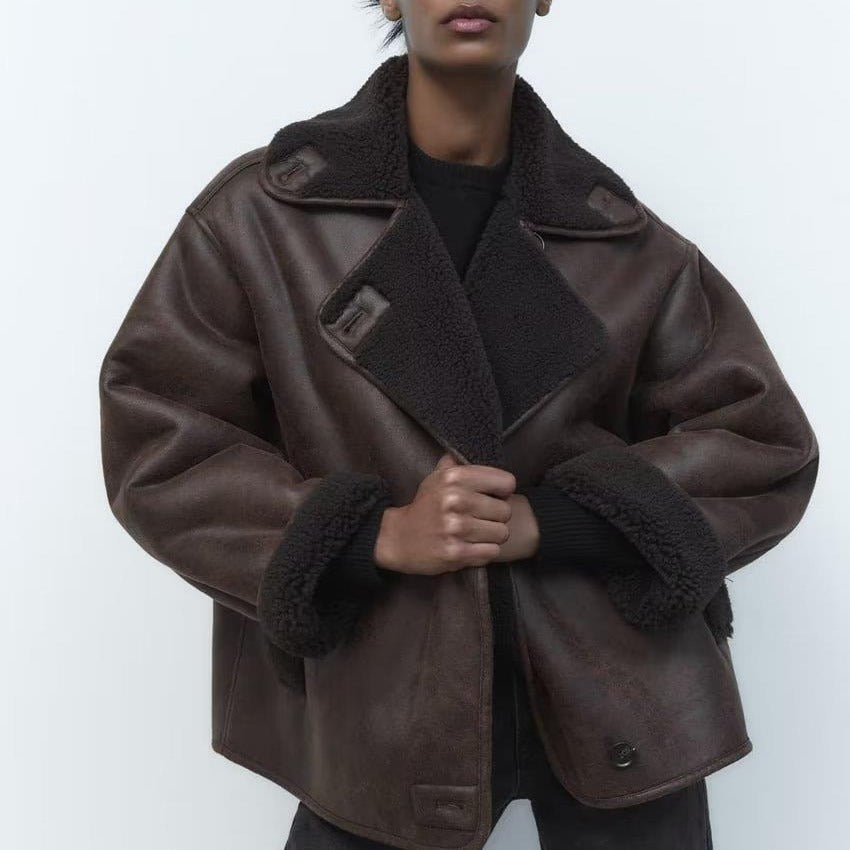 Women's Shearling-Lined Suede Jacket