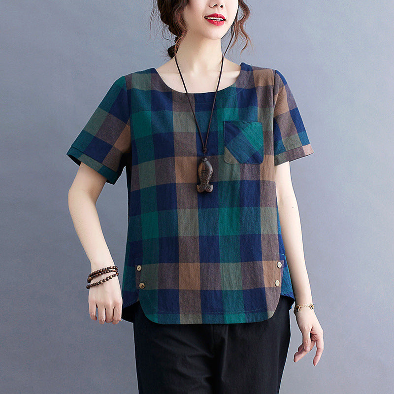 Vintage Stripe Cotton Linen T-Shirt