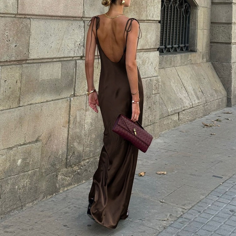 Sexy Satin Long Slip Dress