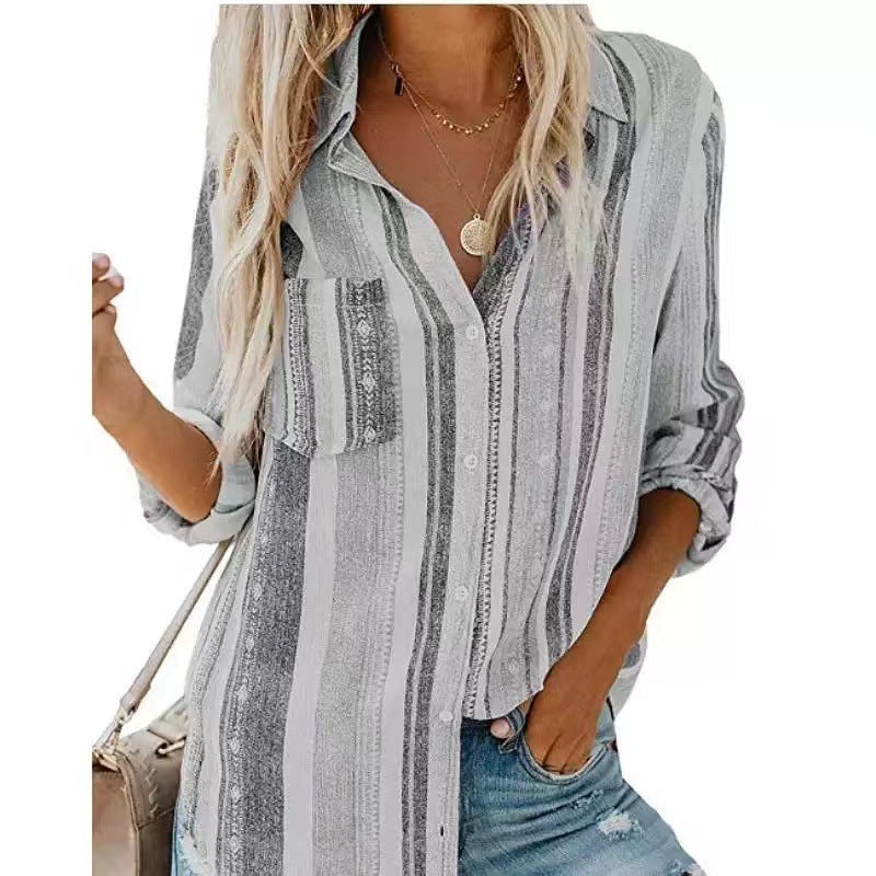 Women's Summer Casual Striped Shirt – Versatile & Stylish