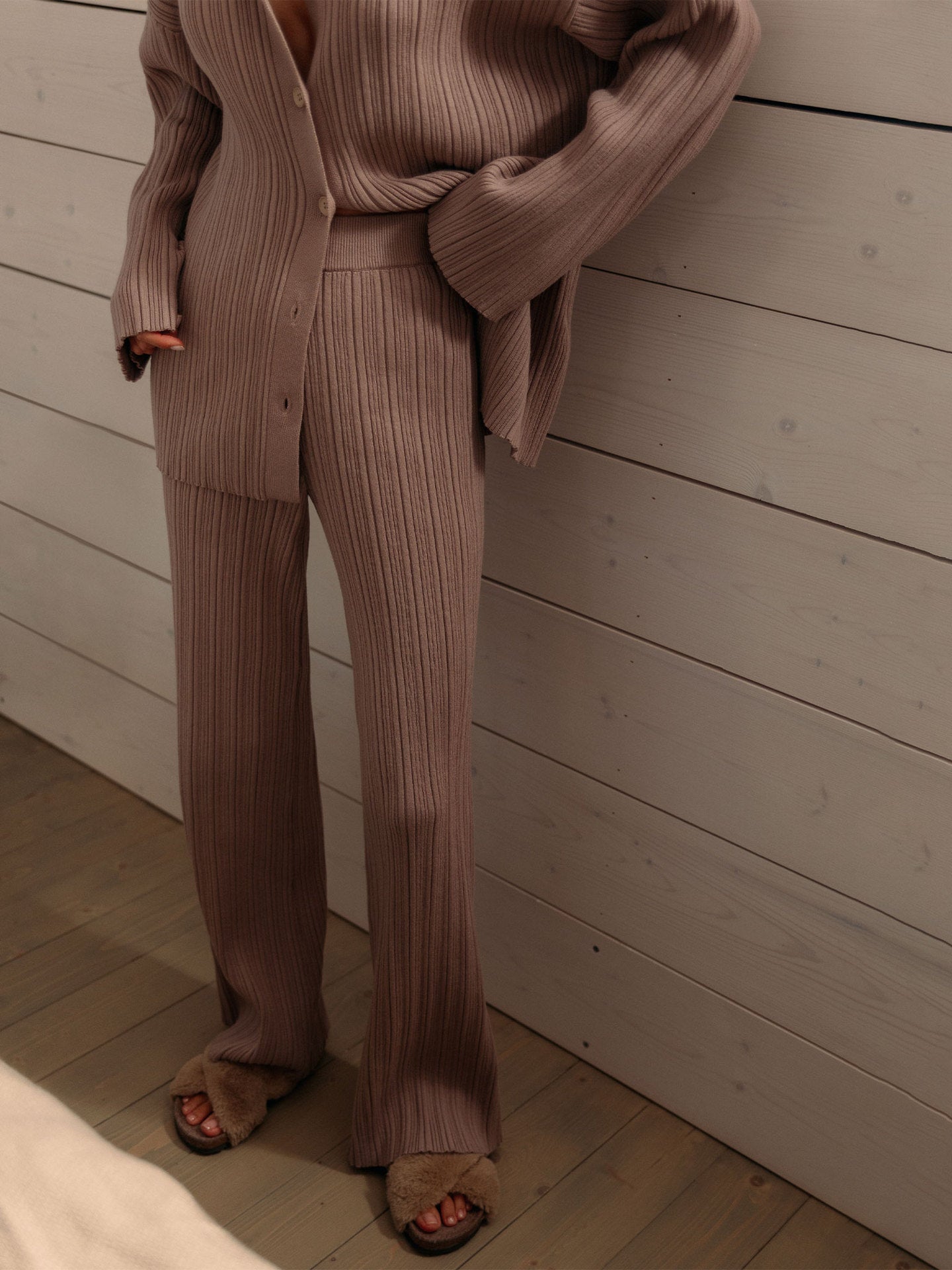 Fashion Autumn Sweaters and Wide Legs Pants Suits