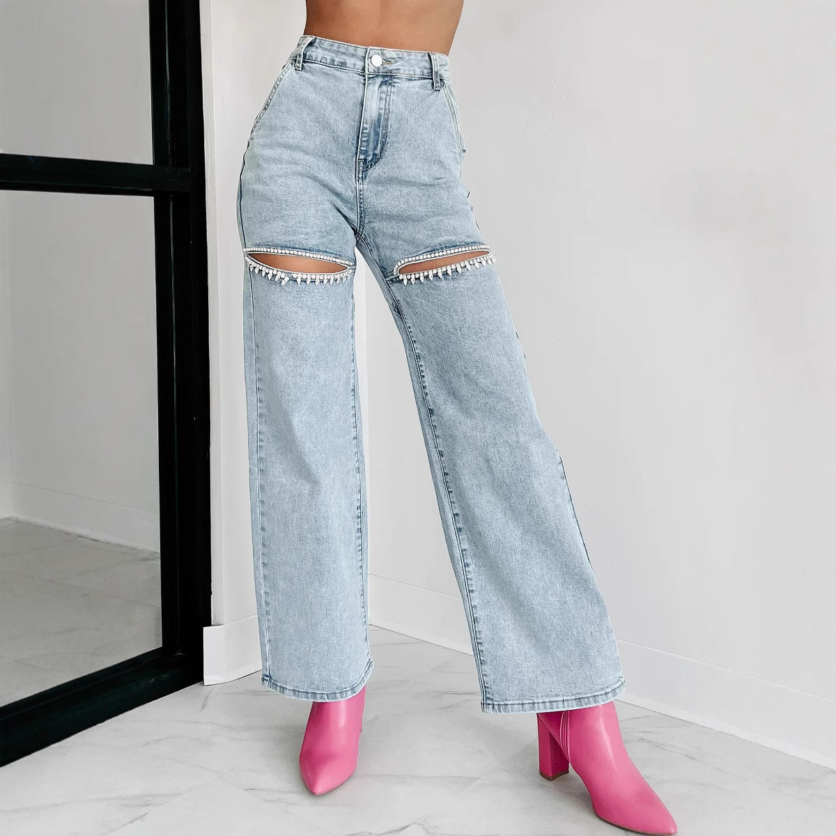 Summer Fashion Casual Ripped Straight Leg Jeans for Women