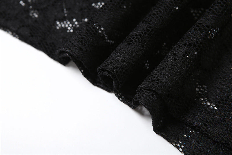 Summer Black Slim Fit High Waist V-Neck Mesh Slip Dress