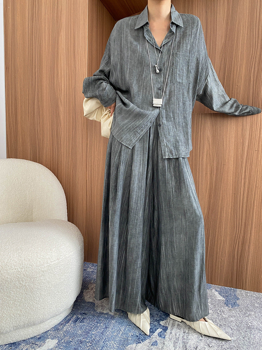 Tencel Lyocell Tie-Dye Relaxed Shirt & Culottes Two-Piece Set