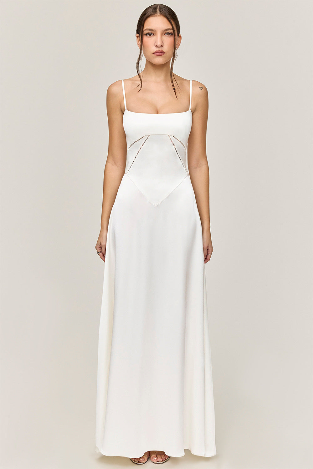 Elegant Long Satin Slip Dress with Low Back