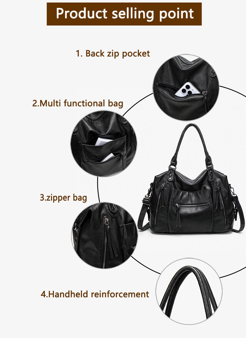 Retro PU Leather Tote Bag