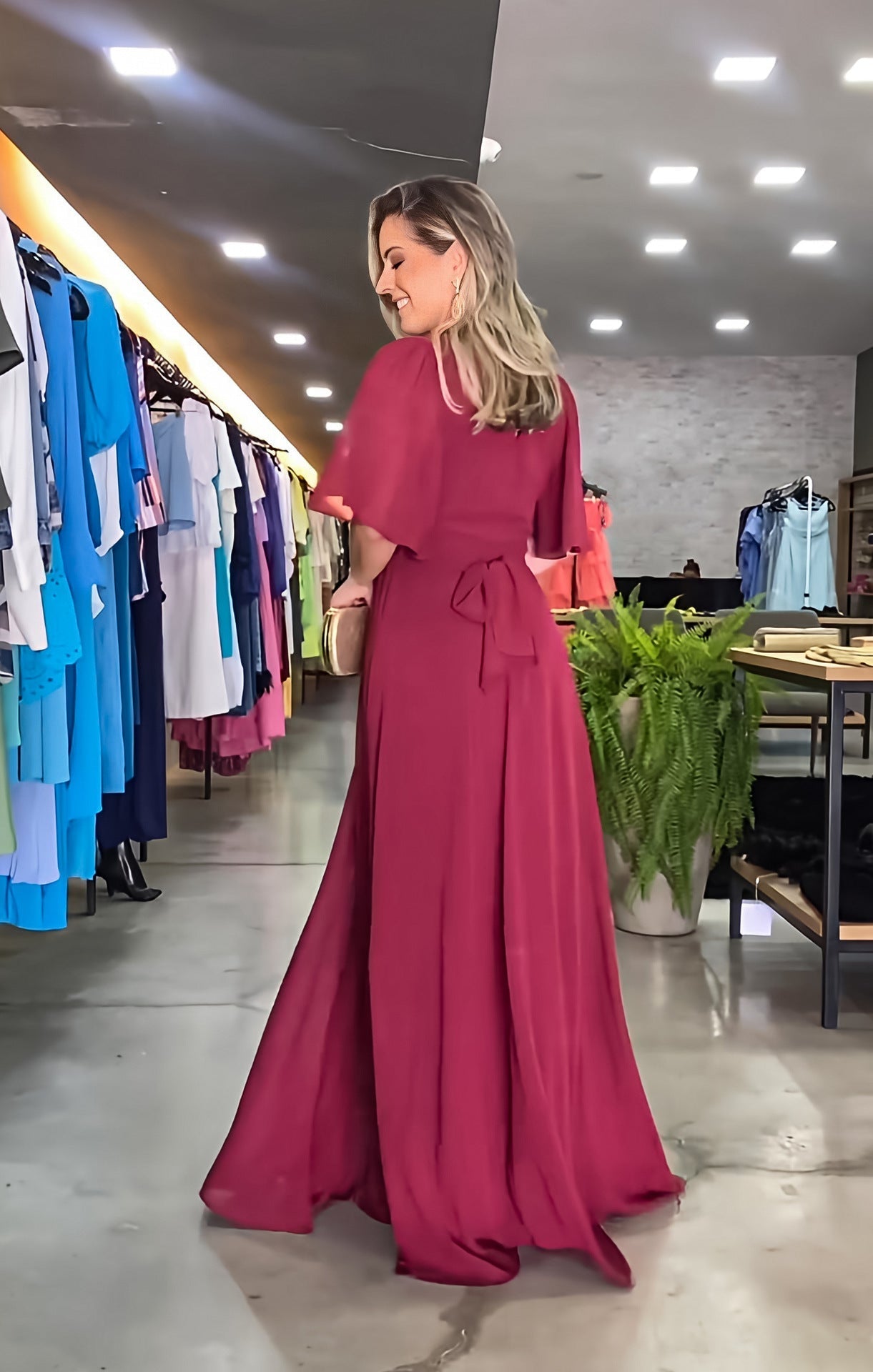 Fashion Chiffon V Neck Long Maxi Dresses-Dresses-Free Shipping at meselling99