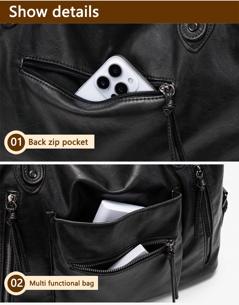 Retro PU Leather Tote Bag
