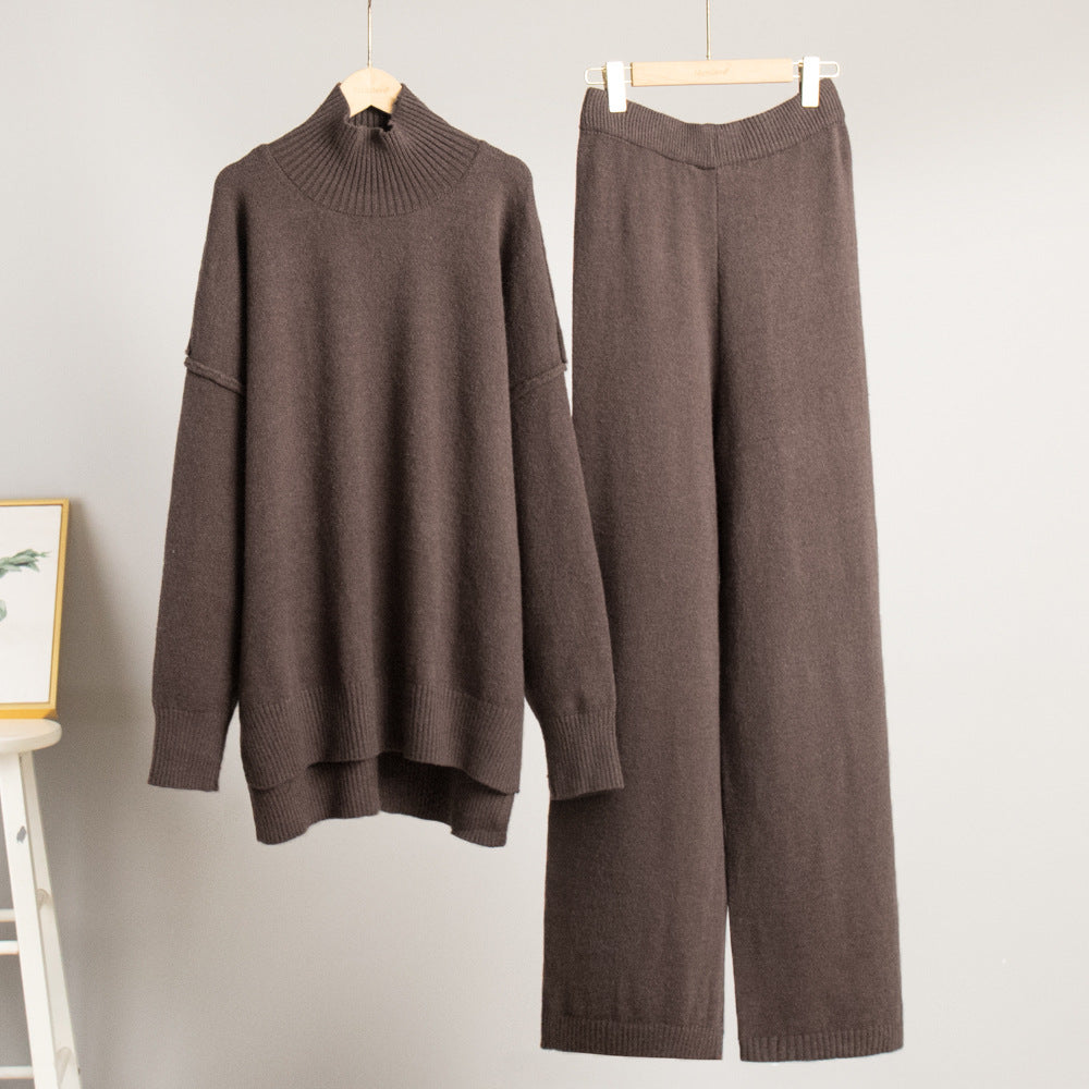 Casual High Neck Pullover Sweaters & Knitted Pants