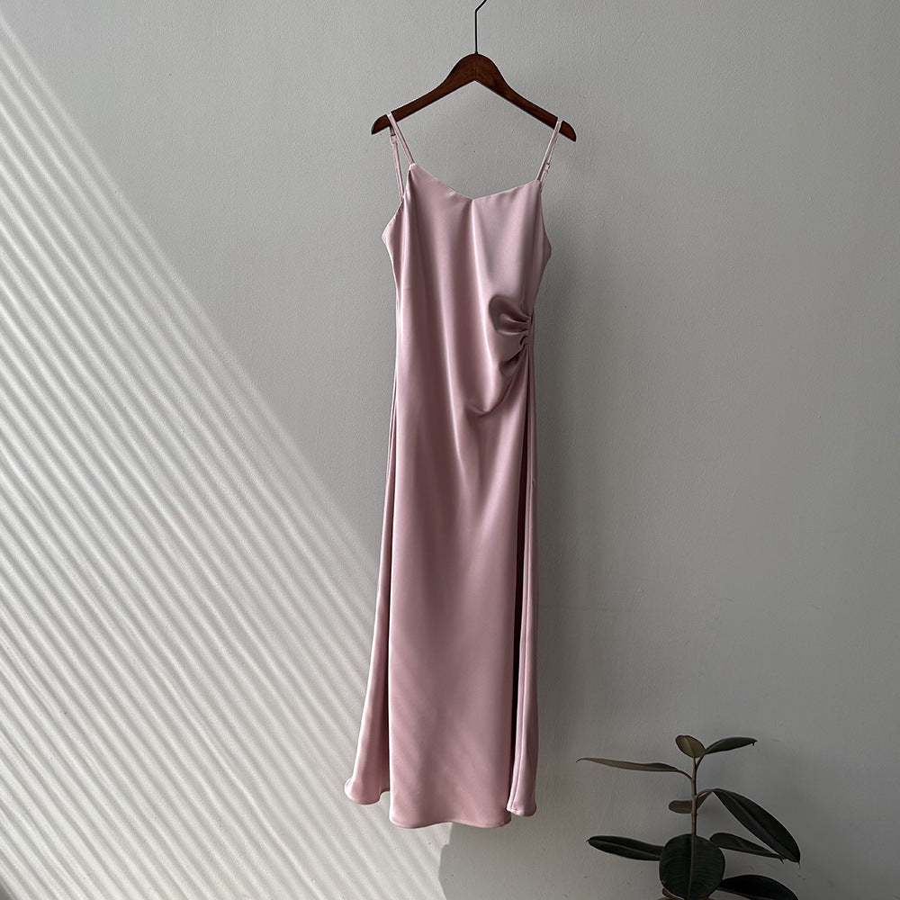 Satin Slip Dress – Elegant A-Line Maxi Dress with Adjustable Straps
