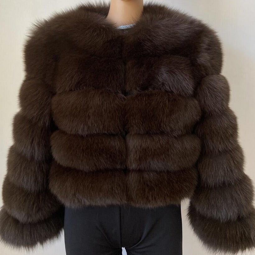 Women's Thickened Faux Fox Fur Spliced Winter Coat