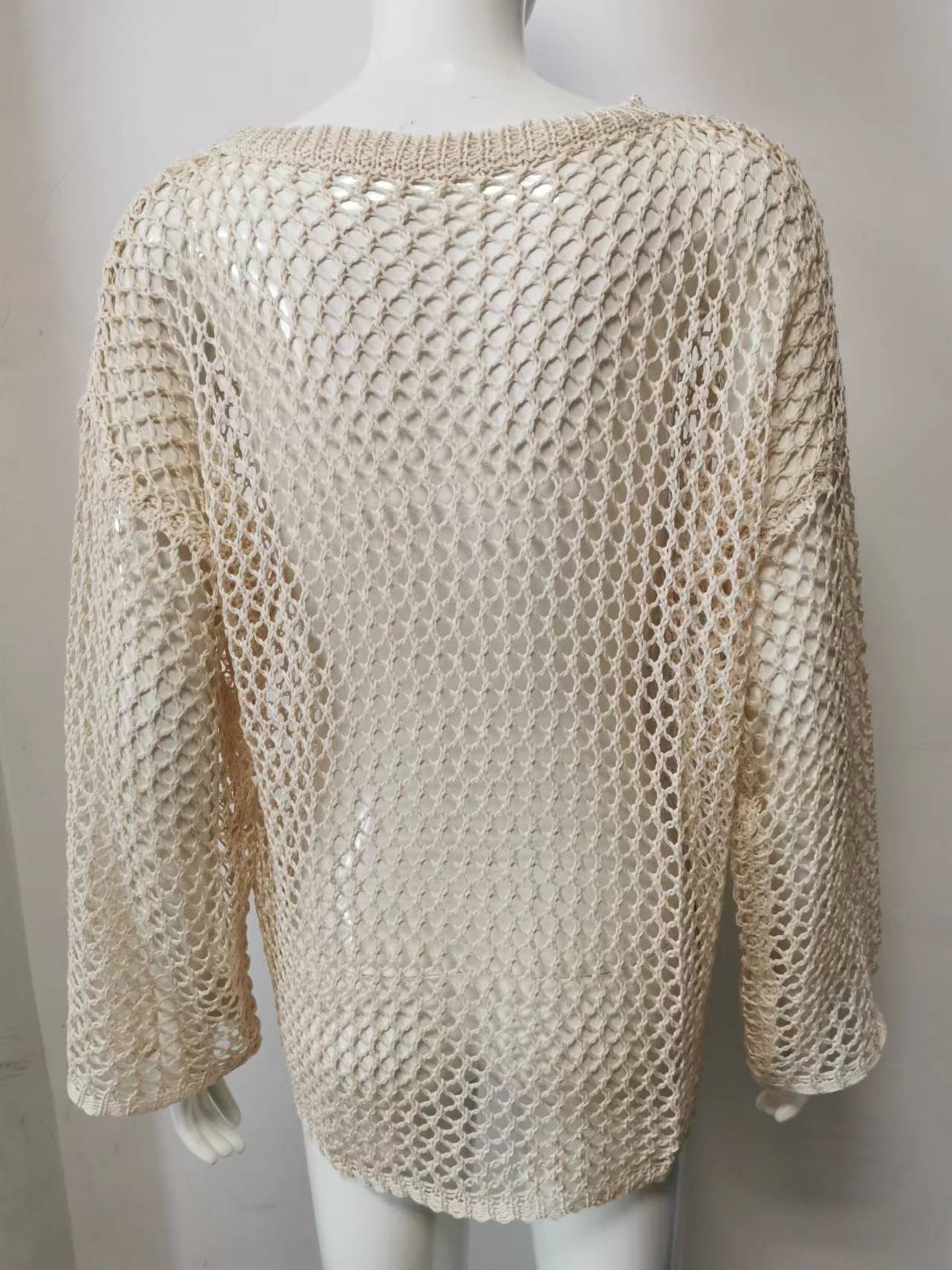 Women's Summer Boho Crochet Mesh Knit Oversized Pullover.