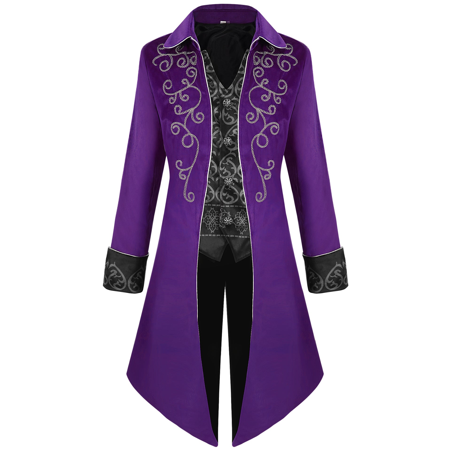 Men's Vintage Silver-Edge Tailcoat Jacket