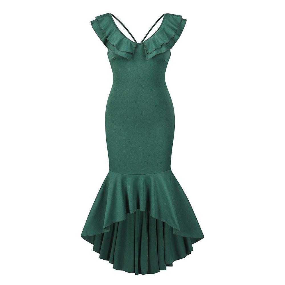 Sexy Backless Women Party Mermaid Dresses-Green-S-Free Shipping at meselling99