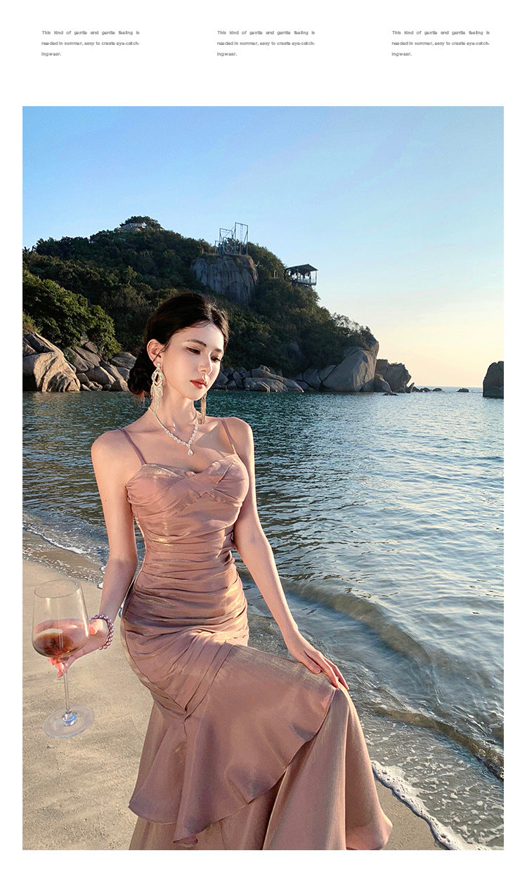 Elegant High-Neck Halter Gown with Layered Ruffle Hem, Birthday & Cocktail Party Evening Dress