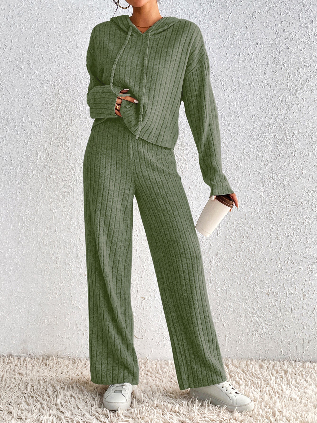 Casual High Neck Fall  Two Pieces Knitted Suits