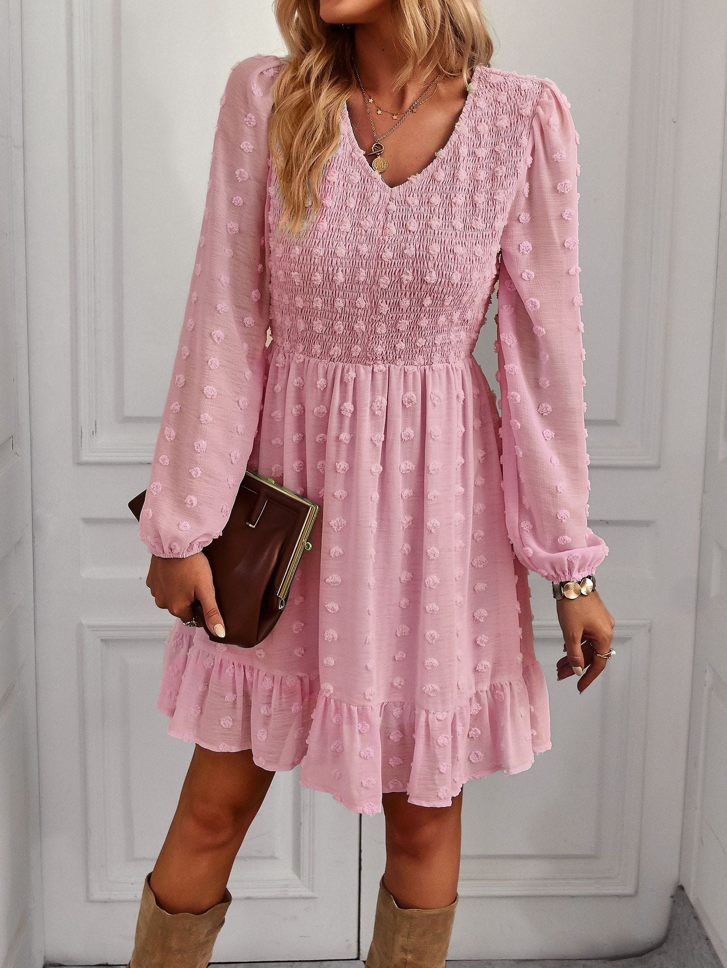 Casual  Long Sleeves Short Daily Dresses