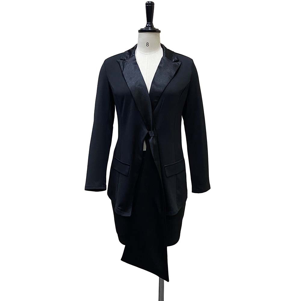 Elegant Women Two Pieces Blazer and Skirts for Women-Dresses-Black-S-Free Shipping at meselling99