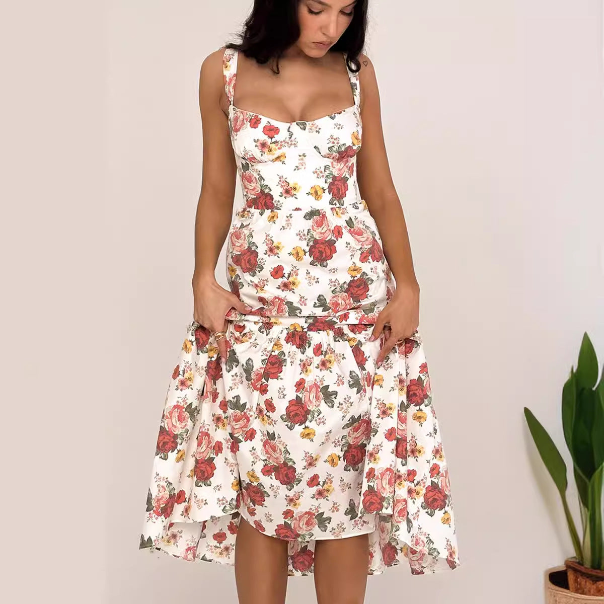 Floral Tiered A-Line Dress for Women