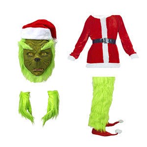 Halloween Grinch Costume with Santa Pants