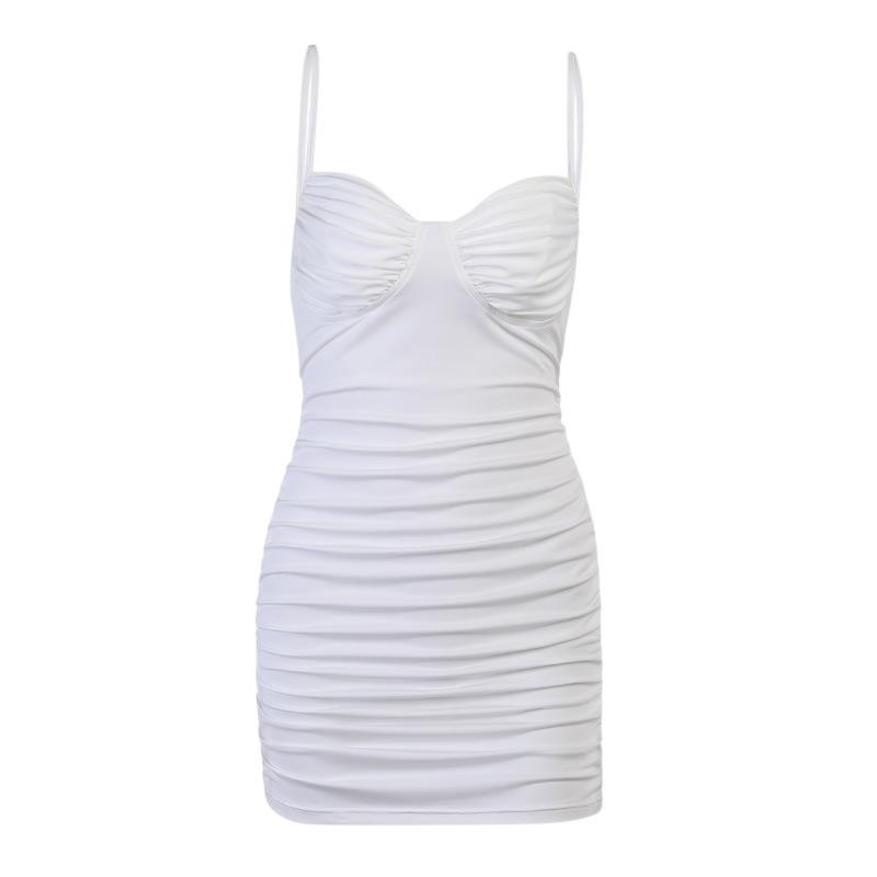 Sexy Pleated Strapless Short Slip Halter Dresses-Dresses-Free Shipping at meselling99