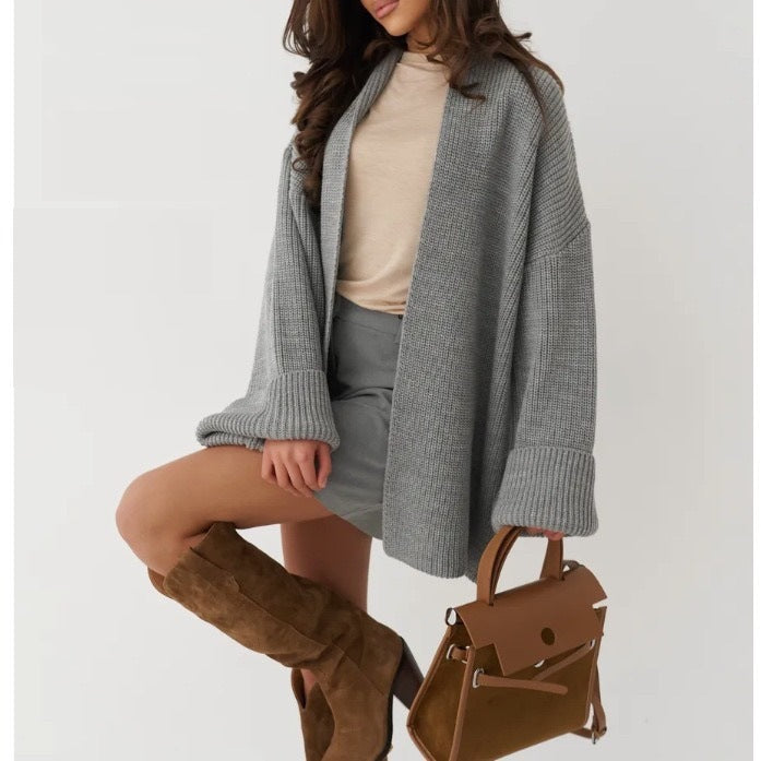Oversized Belted Knit Cardigan | Cozy Loose Fit Open Front Sweater