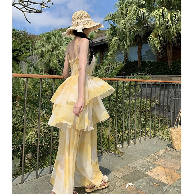 Women's Summer Beach Dress – Sleeveless Tiered Maxi Sundress for Vacation