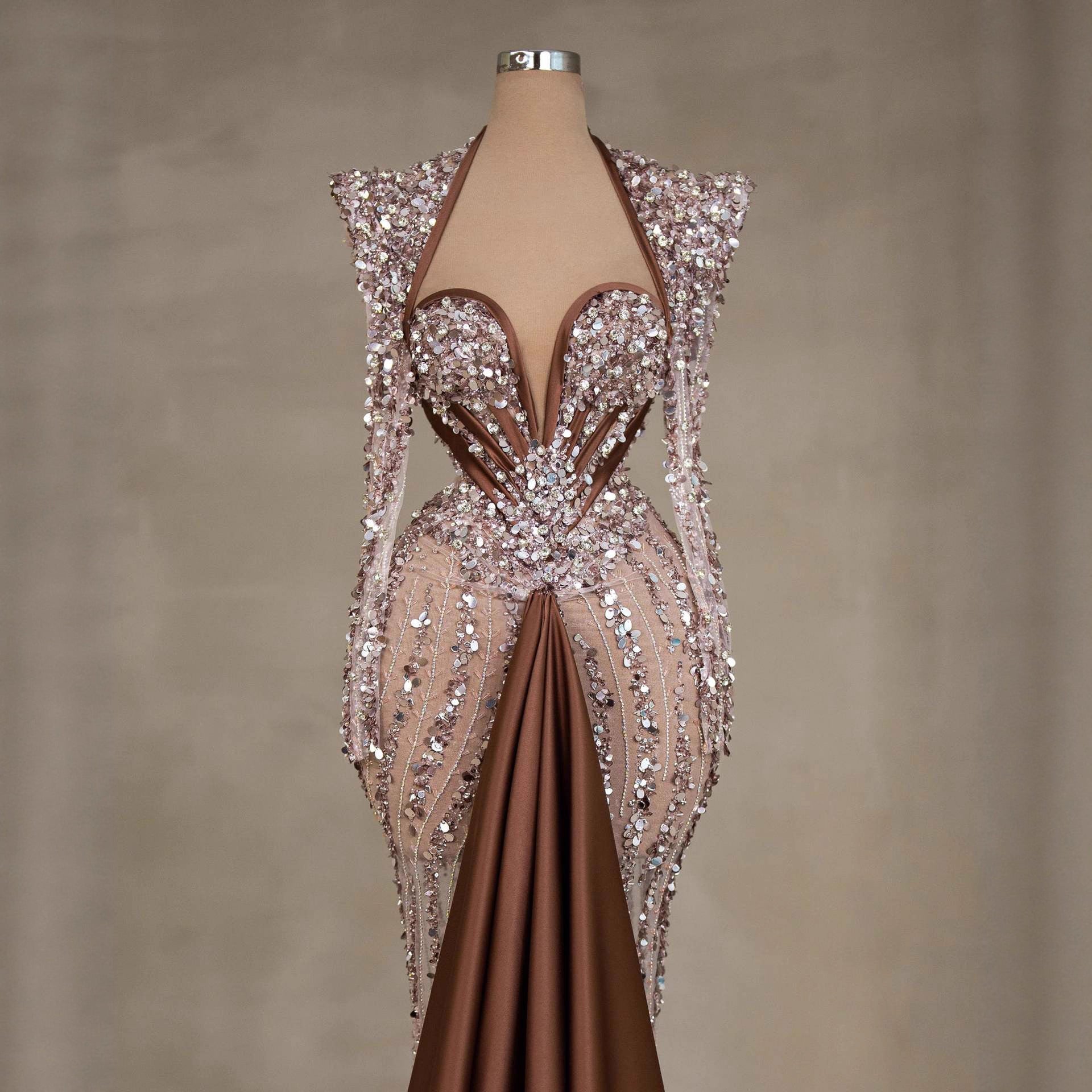 Gorgeous Rhine Stone Waist-Cinching Mermaid Evening Dress