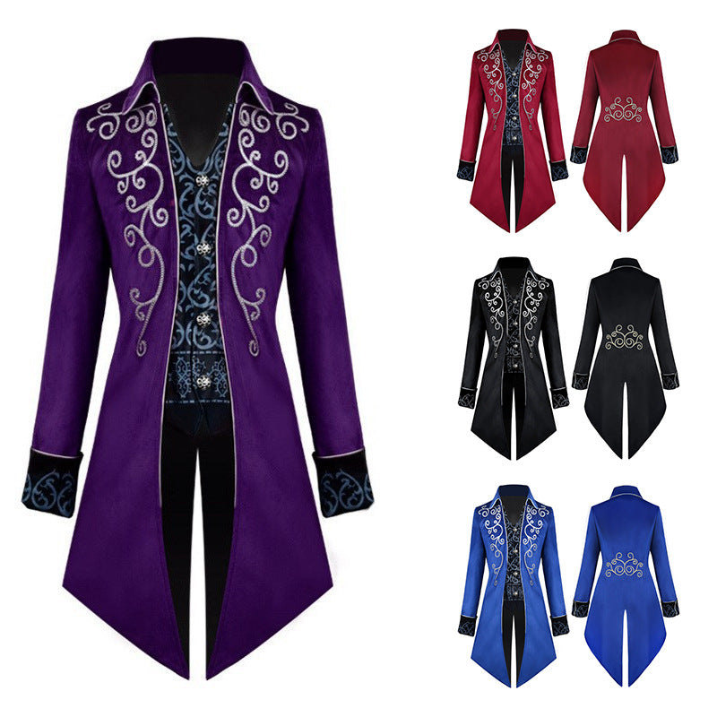 Men's Vintage Silver-Edge Tailcoat Jacket