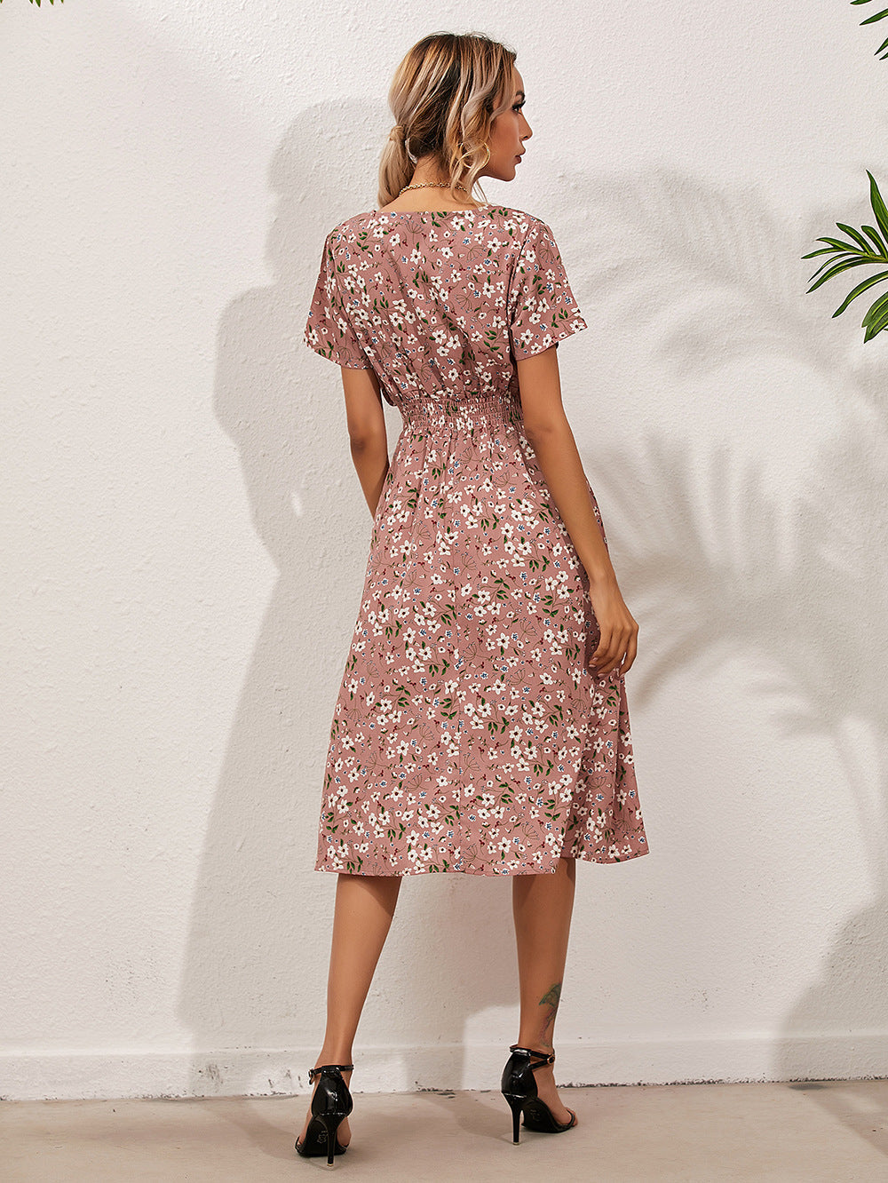 Women's Summer Floral Print Short Sleeve Dress