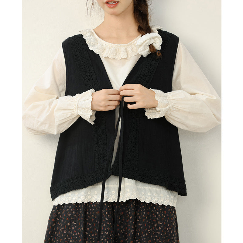 Vintage Embroidery Short Vest