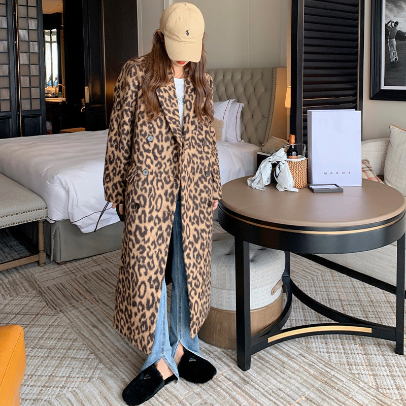 Fashion Leopard Long Overcoat for Women