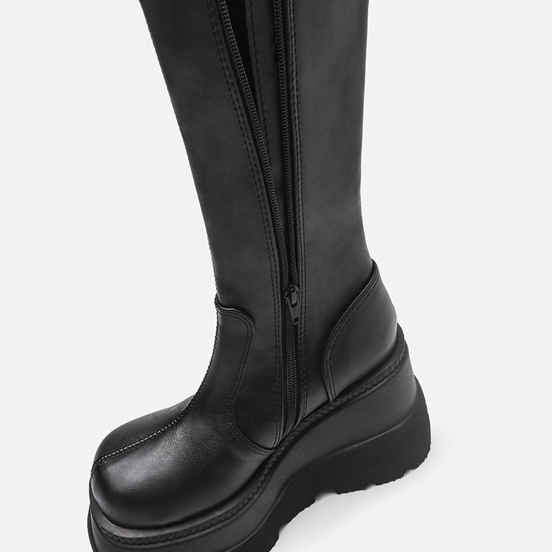 Gothic Wedge Heel Platform Combat Boots