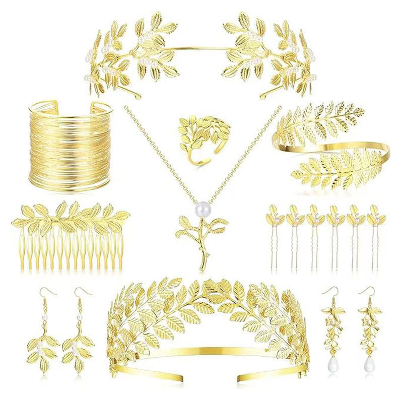 Gold Leaf Pearl Headband – Elegant Wire Wrap Hair Accessory for Women